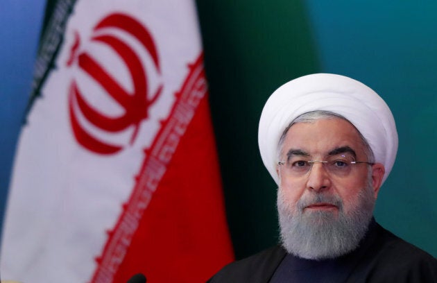 Le président iranien Hassan Rouhani a participé à une réunion avec des dirigeants musulmans et des universitaires à Hyderabad, en Inde, le 15 février 2018.