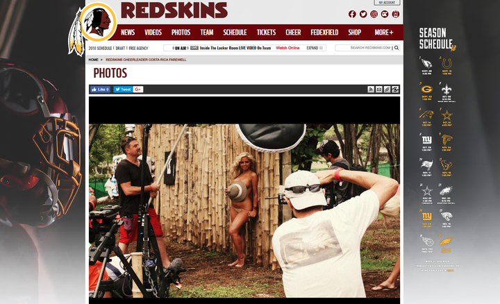 Capture d'écran d'une galerie photo du voyage des meneuses de claque des Redskins au Costa Rica en 2013.