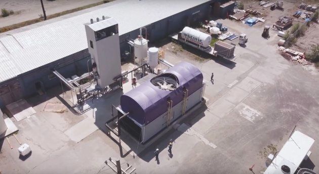 L'usine pilote de Carbon Engineering construite en 2015 à Squamish, en Colombie-Britannique.
