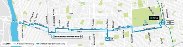 Les lignes d'autobus qui empruntent le boulevard Pie-IX seront déviées sur les rues avoisinantes en direction nord pendant les deux prochaines phases de travaux. La circulation en direction sud sera maintenue.