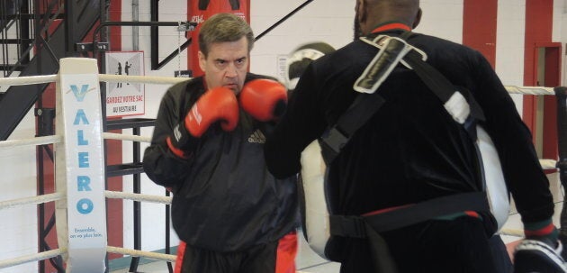 Denis Coderre lors d'un entraînement de boxe avec Ali Nestor.