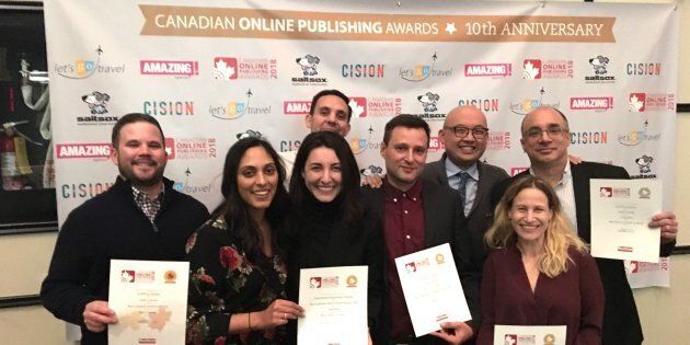 Plusieurs membres de l'équipe du HuffPost Canada étaient présents à la soirée des Canadian Online Publishing Awards.