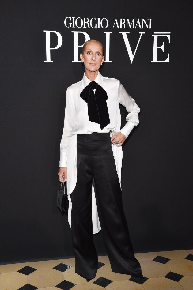 PARIS, FRANCE - JANUARY 22: Celine Dion attends the Giorgio Armani Prive Haute Couture Spring Summer 2019 show as part of Paris Fashion Week on January 22, 2019 in Paris, France. (Photo by Stephane Cardinale - Corbis/Corbis via Getty Images)