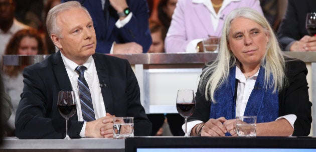 Le chef du Parti québécois, Jean-François Lisée, et la coporte-parole de Québec solidaire, Manon Massé, lors de leur passage à l'émission Tout le monde en parle, en novembre 2016.