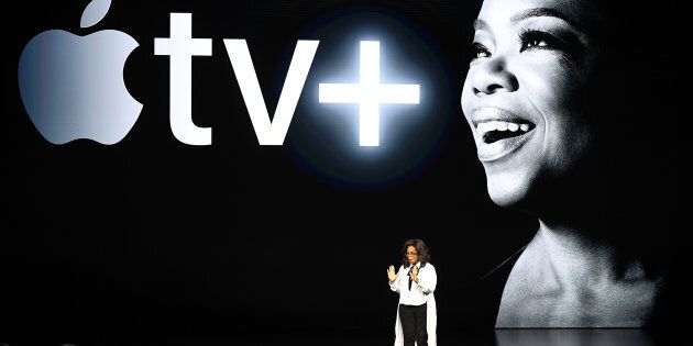 Oprah Winfrey présentant ses nouveaux projets avec Apple TV+, lundi.