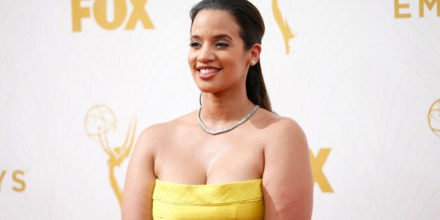 IMAGE DISTRIBUTED FOR THE TELEVISION ACADEMY - Dascha Polanco arrives at the 67th Primetime Emmy Awards on Sunday, Sept. 20, 2015, at the Microsoft Theater in Los Angeles. (Photo by Danny Moloshok/Invision for the Television Academy/AP Images)