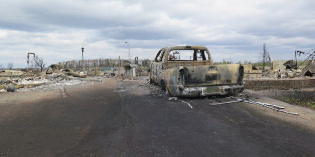 FORT MCMURRAY, AB - MAY 9: Wildfire devastation as shown from a media tour. (Katie Daubs/Toronto Star via Getty Images)