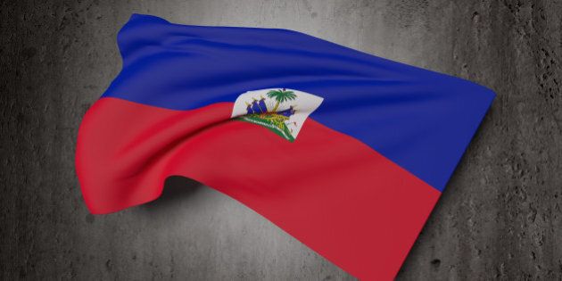3d rendering of Republic of Haiti flag waving on a dirty background