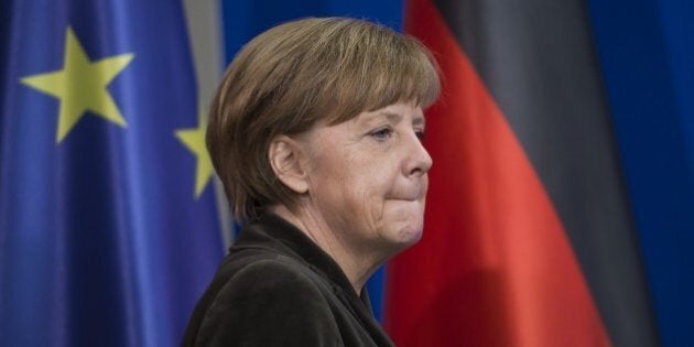 German Chancellor Angela Merkel arrives to receive the 'Joseph Prize' for Human Rights by Abraham Foxman, national director of the Anti-Defamation Leauge during a ceremony at the Chancellery in Berlin on March 19, 2014. AFP PHOTO / ODD ANDERSEN (Photo credit should read ODD ANDERSEN/AFP/Getty Images)