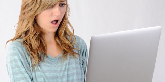 girl surprised by website....