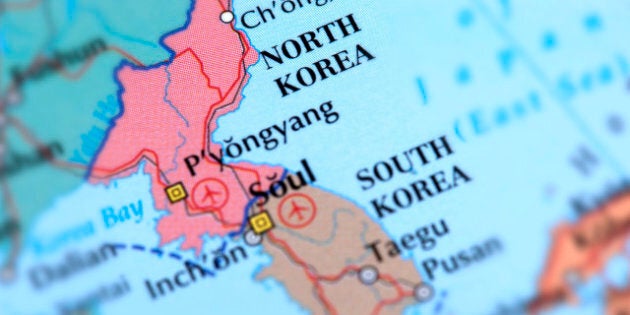 Map of North Korea. Selective Focus.