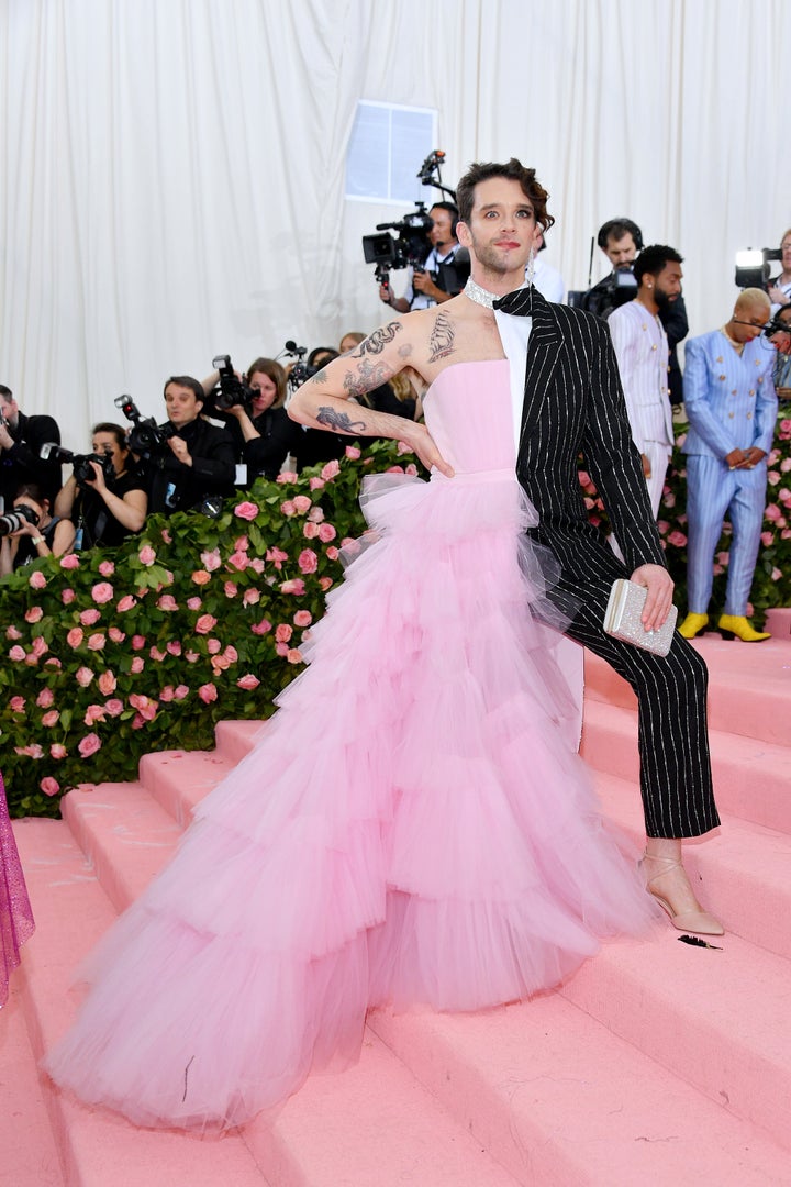 Michael Urie on the Met Gala's pink carpet. 