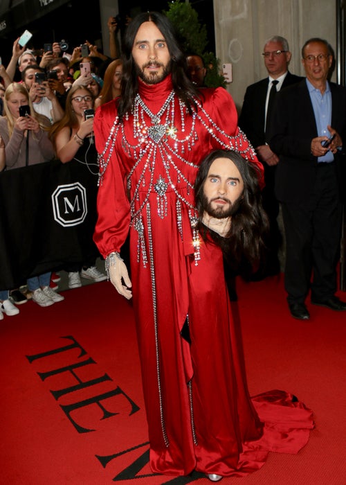 jared leto red dress Jared Leto carries a model of his head at the Met Gala The Irish News