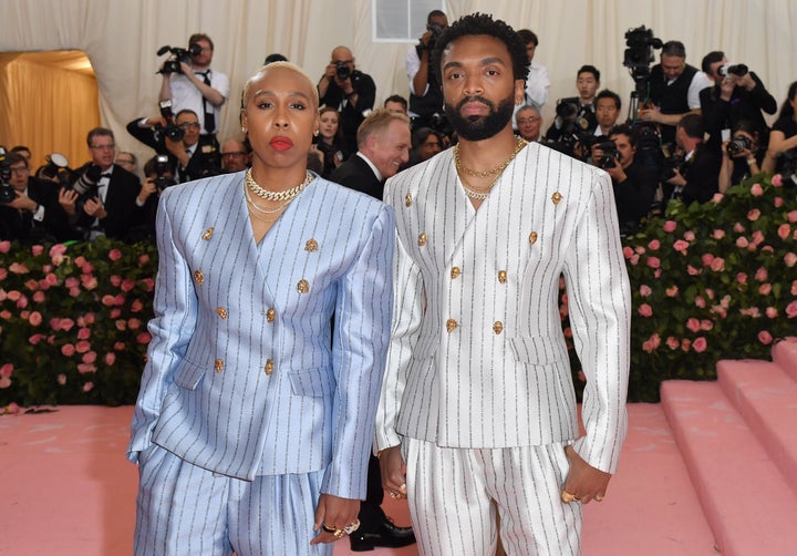 Lena Waithe attended the 2019 Met Gala wearing a lavender pinstripe suit emblazoned with the words, “Black drag queens invented camp” across the back.