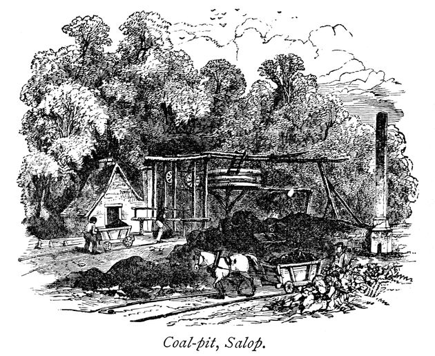 Vintage engraving of a coal pit in Salop, Shropshire, 1884