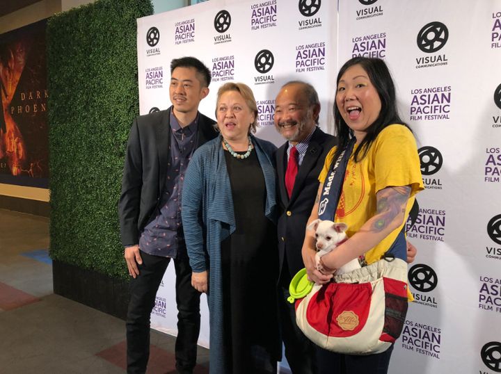 (Left to right) JB Quon, Amy Hill, Clyde Kusatsu and Margaret Cho reunite at the Los Angeles Asian Pacific Film Festival.