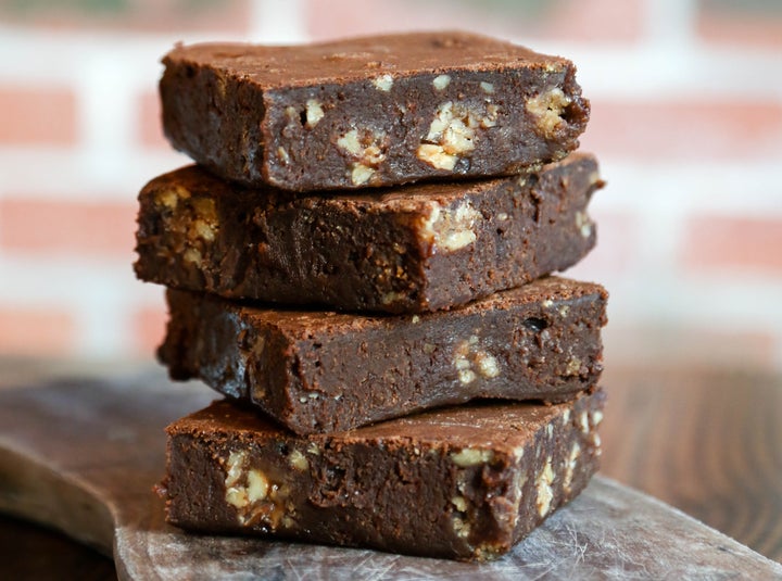 These are the praline brownies chef Kelly Fields serves at Willa Jean in New Orleans.