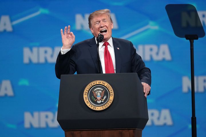 President Donald Trump mocked the idea of allowing prisoners to vote during a speech at the NRA convention last month.