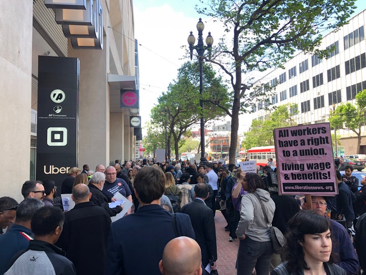 Drivers strike outside Uber's offices in San Francisco - May 8, 2019