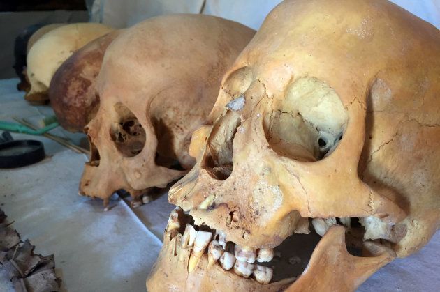 Skulls were also found inside the tomb by archaeologists.