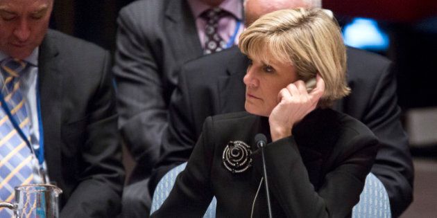 Australia's Foreign Minister Julie Bishop listens during a meeting on Iraq in the U.N. Security Council, Friday, Sept. 19, 2014 at the United Nations headquarters. (AP Photo/Bebeto Matthews)