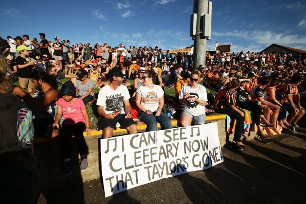 The author will miss the humour of fans like this on the Leichhardt Oval hill, whose sign cleverly references the departure of coach Jason Taylor for the incoming Ivan Cleary. But life moves on.