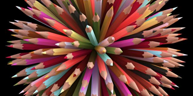 Colouring pencils, computer illustration.