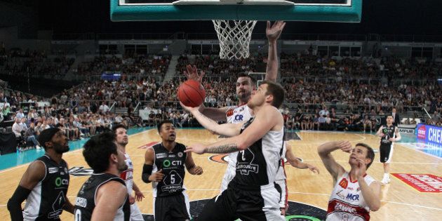 MELBOURNE, AUSTRALIA - OCTOBER 11: Igor Hadziomerovic of United charges towards the basket during the round one NBL match between Melbourne United and the Illawarra Hawks at Hisense Arena on October 11, 2015 in Melbourne, Australia. (Photo by Quinn Rooney/Getty Images)