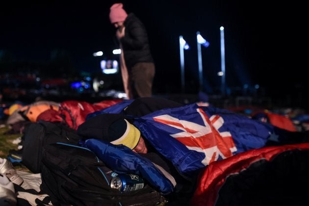 Crowds camped out in cold conditions overnight for the Dawn Service.