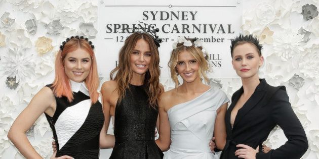 SYDNEY, AUSTRALIA - SEPTEMBER 03: (L-R) Carissa Walford, Jodi Anasta, Kate Waterhouse and Anna Bamford pose during the 2015 Sydney Spring Carnival launch at Royal Randwick Racecourse on September 3, 2015 in Sydney, Australia. (Photo by Mark Metcalfe/Getty Images)