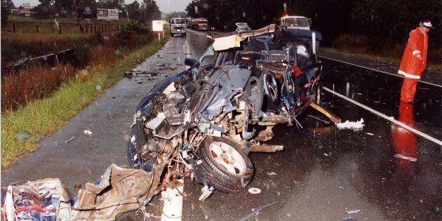 One of the many horrific car crash scenes Nationals MP Llew O'Brien attended as a road crash investigator.