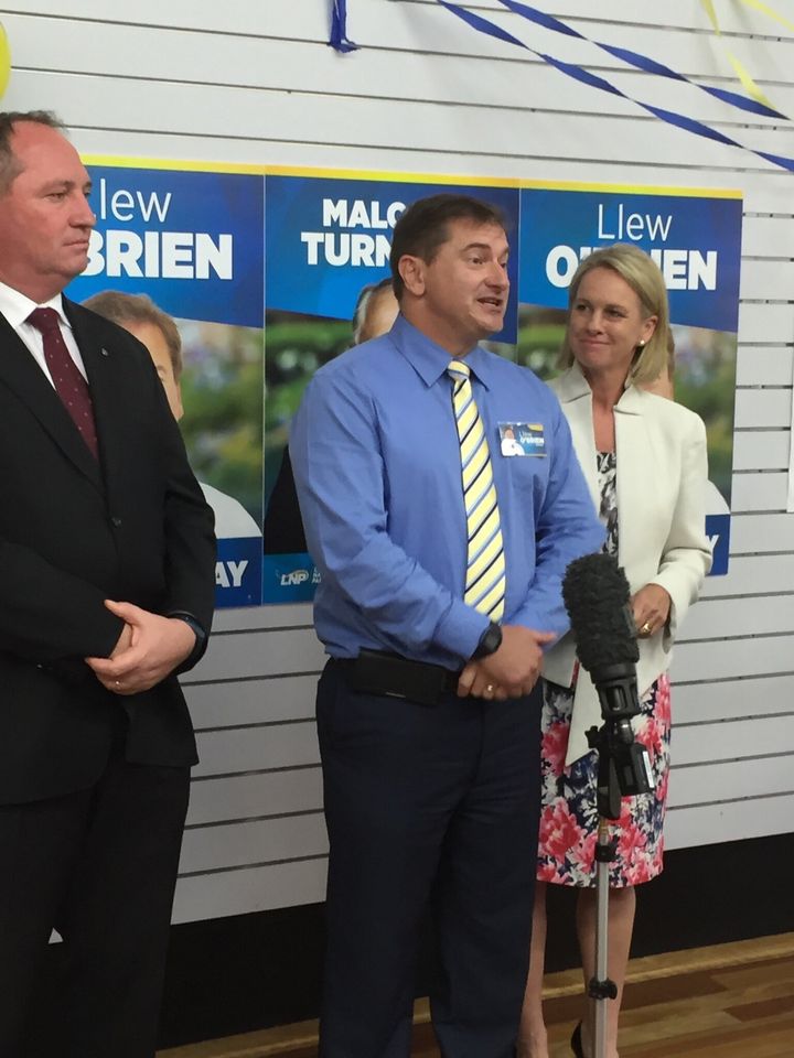 Wide Bay MP Llew O'Brien with Nationals Leader and Deputy PM Barnaby Joyce and Deputy Nationals Leader Fiona Nash.