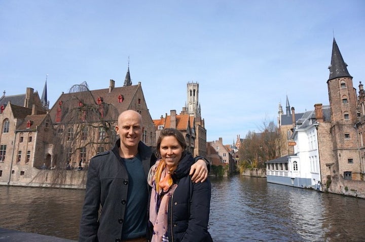 Sarah and her husband Chris in Europe.