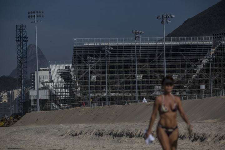 They've made a huge sand barrier in the event of huge waves.