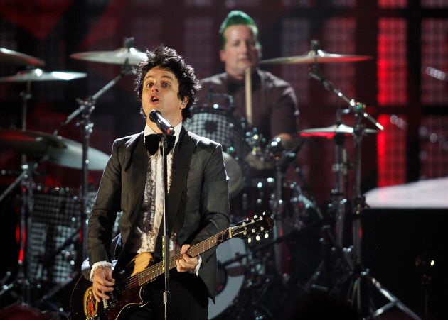 Green Day perform during the 2015 Rock and Roll Hall of Fame Induction Ceremony in Cleveland, Ohio