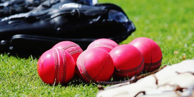 HAMILTON, NEW ZEALAND - OCTOBER 08: New pink cricket balls are seen during a New Zealand cricket training session at Seddon Park on October 8, 2015 in Hamilton, New Zealand. The new pink ball will be used during the upcoming test series against Australia. (Photo by Hannah Peters/Getty Images)