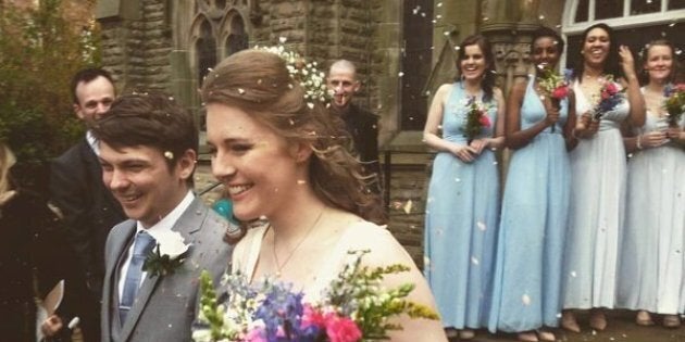 The bride and groom met in 2014 when they were both interning in Durham, England.