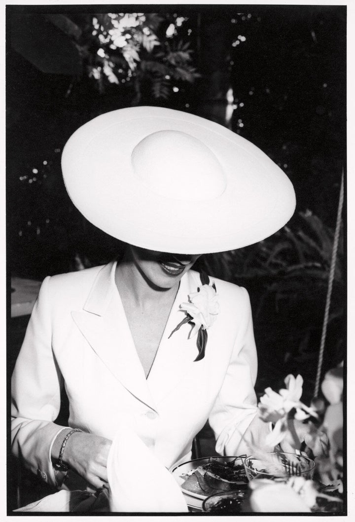 Alexandra Joel wears a suit designed by Robert Burton to her wedding in 1979.