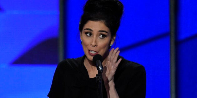 Comedian Sarah Silverman speaks during Day 1 of the Democratic National Convention at the Wells Fargo Center in Philadelphia, Pennsylvania, July 25, 2016. / AFP / SAUL LOEB (Photo credit should read SAUL LOEB/AFP/Getty Images)