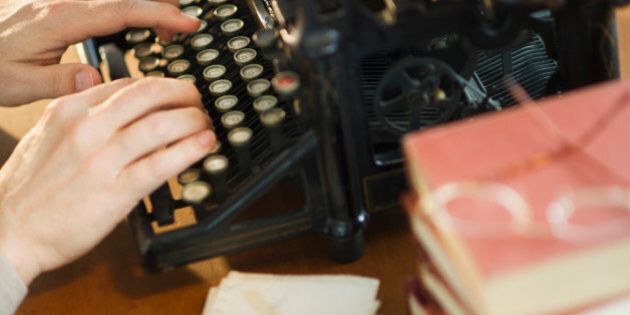 Typing on typewriter