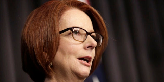 Australian Prime Minister Julia Gillard speaks to the media following a leadership ballot for the Labor Party at parliament in Canberra, Australia, Wednesday, June 26, 2013. Gillard was ousted as Labor Party leader by her predecessor, Kevin Rudd, in a vote of party lawmakers hoping to avoid a huge defeat in upcoming elections. (AP Photo/Rick Rycroft)