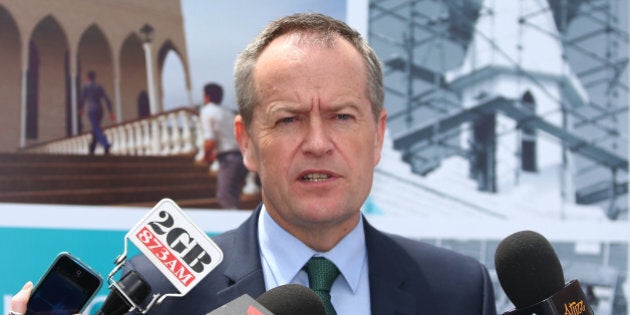 SYDNEY, AUSTRALIA - OCTOBER 31: Australian Opposition Leader Bill Shorten talks to the media after attending an open day at Lakemba Mosque on October 31, 2015 in Sydney, Australia. Mosques held open days across the country to help foster better relations between Muslim and non-Muslim Australians. (Photo by Daniel Munoz/Getty Images)