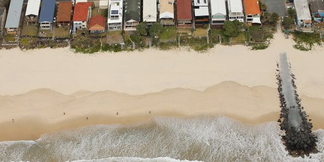 The increasingly eroded Gold Coast coastline. It is just a few km from the National Climate Change Adaptation Research Facility, which exists to help us manage problems like this, but whose funding is set to run out.