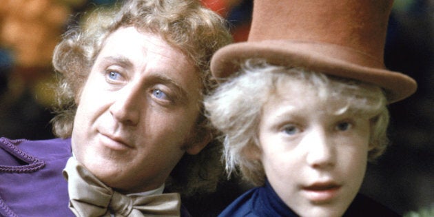 Gene Wilder as Willy Wonka and Peter Ostrum as Charlie Bucket, circa 1971.