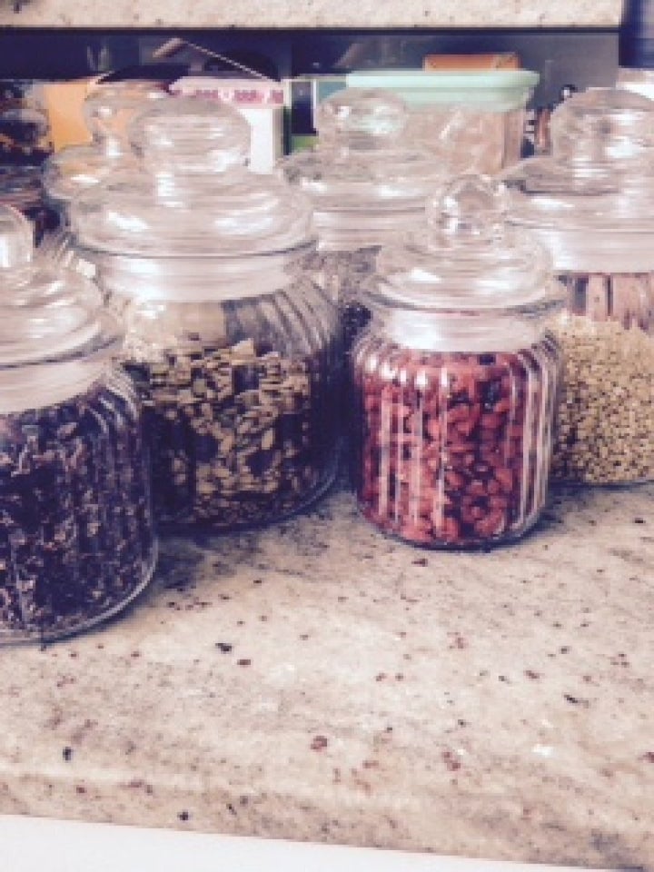 Organising my superfoods into the other great trend at the moment -- jars!