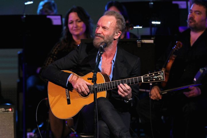 Sting performs during 'Change Begins Within: A David Lynch Foundation Benefit Concert' in 2015.