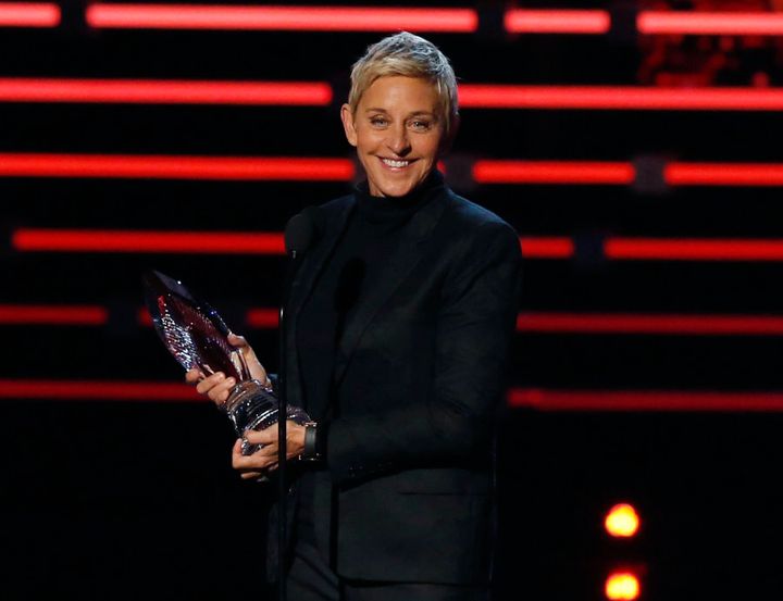 Ellen DeGeneres accepts the humanitarian award at the People's Choice Awards 2016.