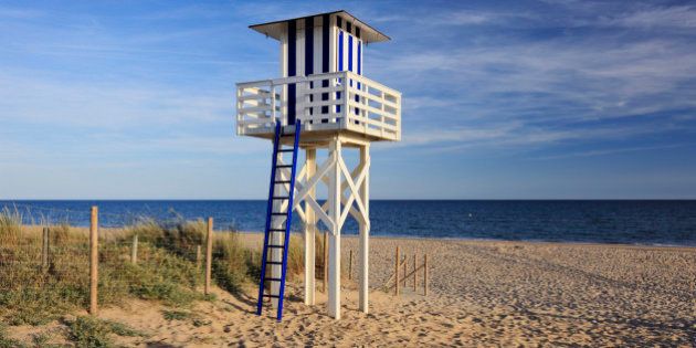 Lifeguard Tower on Beach, Isla Christina, Huelva, Andalucia, Spain