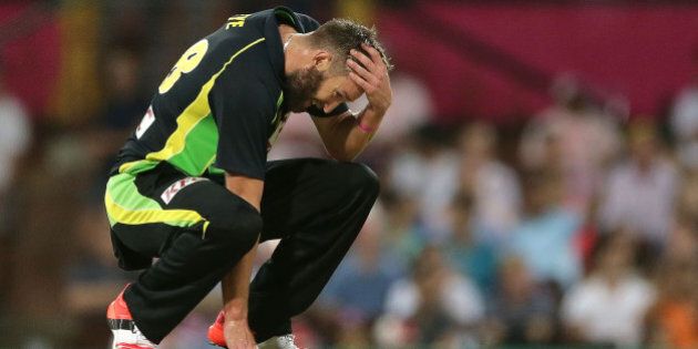 SYDNEY, AUSTRALIA - JANUARY 31: Andrew Tye of Australia reacts during the International Twenty20 match between Australia and India at Sydney Cricket Ground on January 31, 2016 in Sydney, Australia. (Photo by Mark Metcalfe/Getty Images)