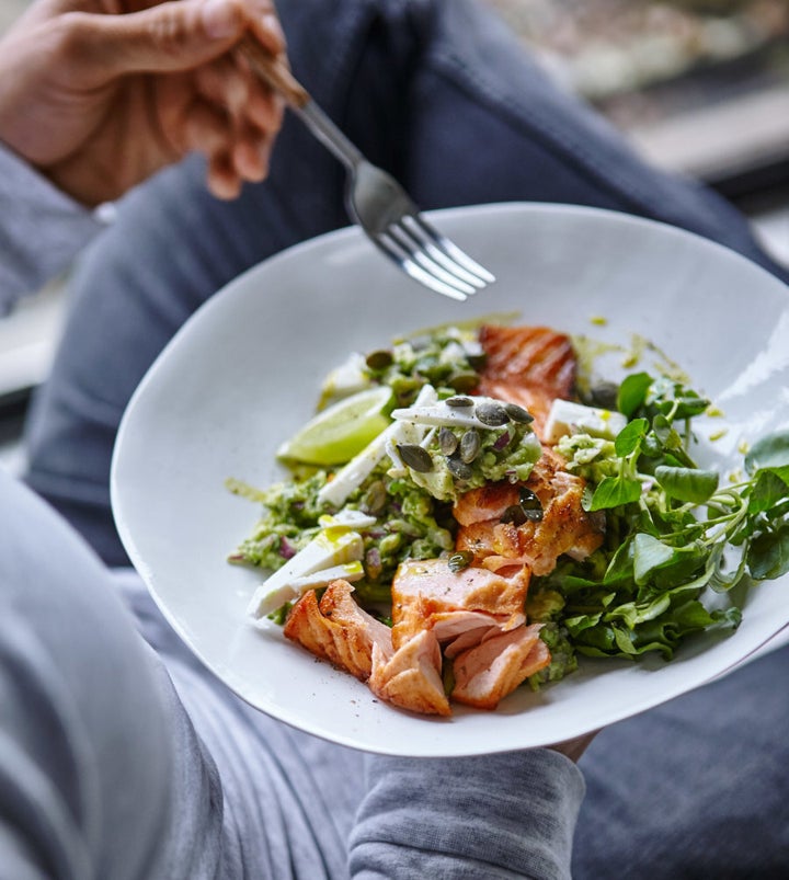 This dish is a divine union of flaky salmon, creamy avo and zesty lime.